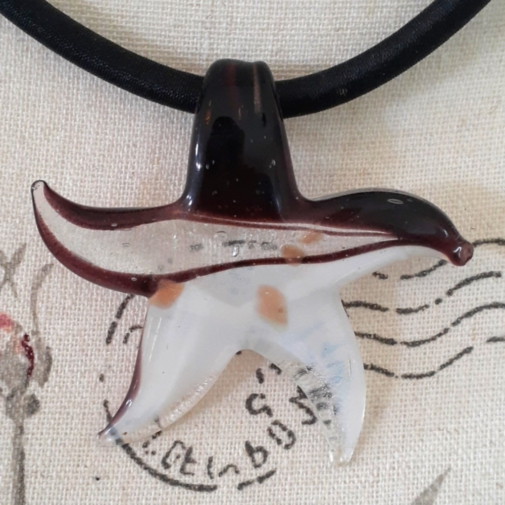 + Art Glass Starfish Fused Pendant Necklace